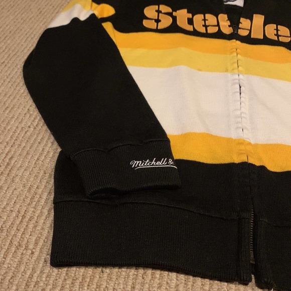 Mens Mitchell & Ness NFL Front Stripe Full Zip Sweater Pittsburgh Steelers M - Picture 7 of 11